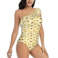 thumbnail image 3 of Sikiie Cute Yellow Duck Print Women One Piece Swimsuits Tummy Control One Shoulder Bathing Suits Ruffle Swimwear, From S to XXL-Medium, 3 of 6