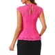 thumbnail image 3 of INSPIRAR CHIC Blusa sin mangas de encaje floral de ganchillo con cuello redondo y peplum para mujer M Rosa intenso, 3 of 6