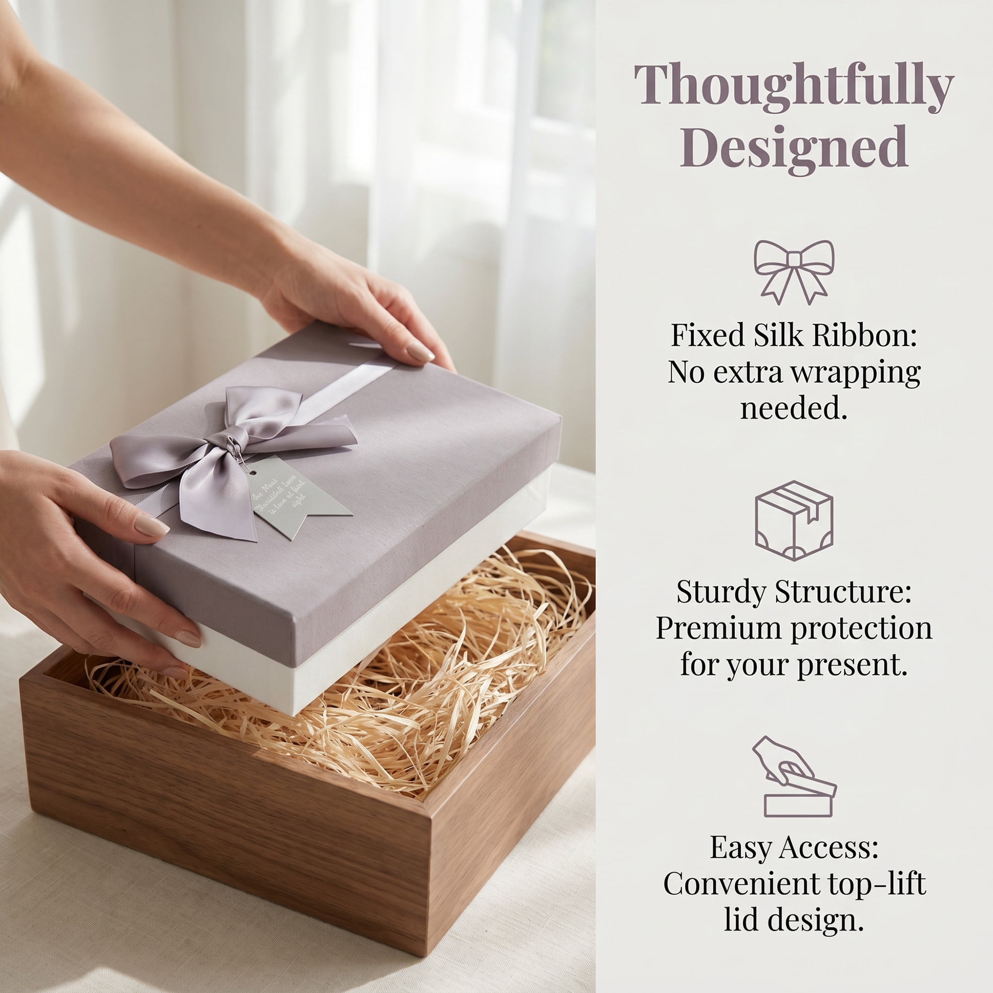 Unique Bargains Elegant Gift Box with Textured Finish Gray 9.1" x 6.3" x 2.4"