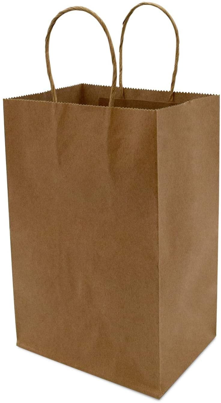 Prime Line Packaging Brown Paper Bags with Handles, Gift Bags Bulk
