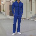 thumbnail image 4 of DHFJKG 2 Piece Sweatsuit For Men Zip Up Hoodies Casual Loose Fit Plus Size Pockets Zipper Jacket Joggers Pants Athletic Streetwear Versatile Outfit, 4 of 5