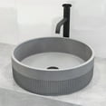 thumbnail image 4 of VIGO Cypress Modern Gray Concreto Stone 16 in. L x 16 in. W x 5 in. H Round Fluted Bathroom Vessel Sink, 4 of 10