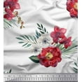 thumbnail image 1 of Soimoi White Silk Fabric Peony & Anemone Floral Print Decor Fabric Printed By the Yard 44 Inch Wide, 1 of 3