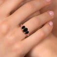 thumbnail image 4 of Gem Stone King 18K Rose Gold Plated Silver Black Onyx Filigree Style 3 Stone Ring for Women (2.40 Cttw, Oval 8X6MM and 6X4MM, Size 8), 4 of 6