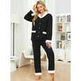 thumbnail image 2 of U2SKIIN Womens Pajama Sets, Button-Down Soft Quilted Fabric Cotton Long Sleeve Sleepwear,(Black,XL), 2 of 5