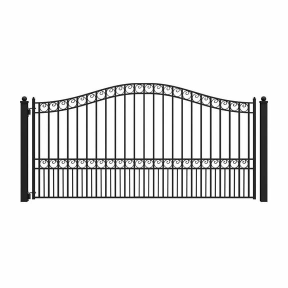 ALEKO Steel Single Swing 12 x 6 feet Black Driveway Gate Paris Style