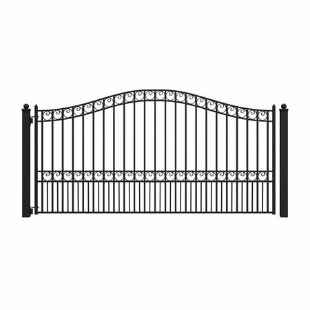 ALEKO Steel Single Swing 12 x 6 feet Black Driveway Gate Paris Style