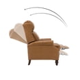 thumbnail image 3 of Genuine Leather Manual Recliner Set of 2, Wingback Push Back Recliner with Solid Wood Legs, Camel, 3 of 10