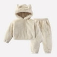 thumbnail image 2 of Hessimy Toddler Boys Girls Spring Summer Plain Soft Fabric 2Pcs Oversized Pullover Sweatshirt Cute Pants Casual Jogger Set, Oversized Soft Fabric Set(Beige,6-12 Months), 2 of 7
