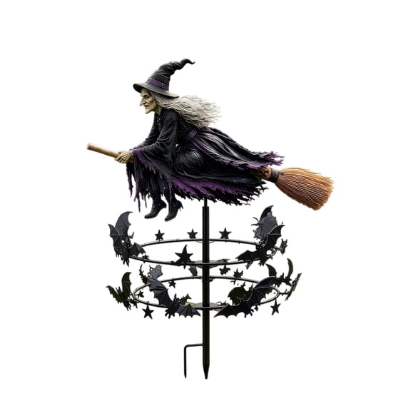 4ft The Enchanted Witch Garden Wind Spinner, Metal Halloween Wind Spinners Outdoor Metal, Halloween Decorations for Scarecrow for Garden Halloween Ornaments