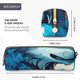 thumbnail image 3 of Balery Blue Iceberg Leaf Wolf Estuche de Lápices de Cuero Impreso, Estuche para Suministros de Arte, Estuche de Lápices con Cremallera, Estuche de Almacenamiento de Papelería, 3 of 7