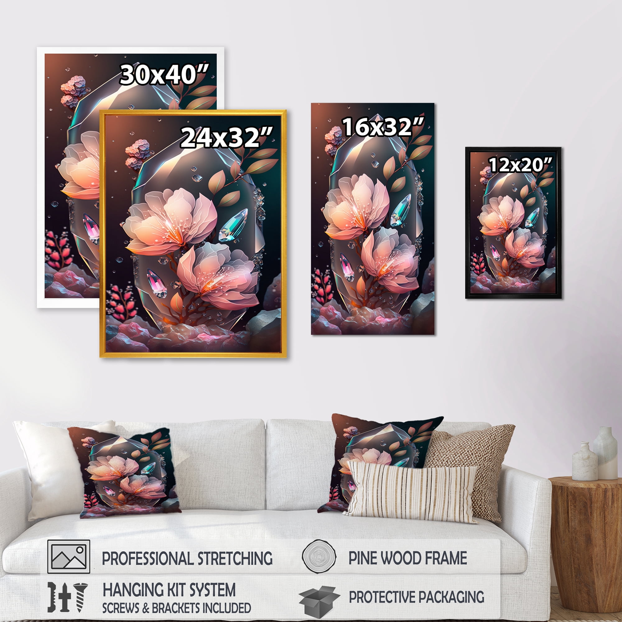 Designart Cherry Blossums Canvas Wall Art