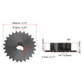 thumbnail image 2 of 8 Speed Chain Uxcell 12 Tooth Roller Sprocket B Type, #25 Chain, Single Strand 1/4" Pitch, 8mm Bore Black Oxide C45 Carbon Steel With Set Screws For 2 of 13