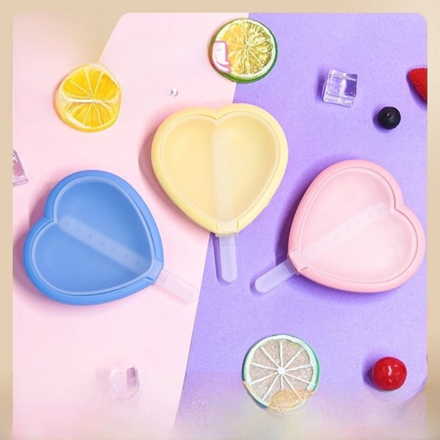 Molde casero para helado congelado casero Molde para helado de silicona cubierto en forma de corazón Mini molde para helado en forma de corazón