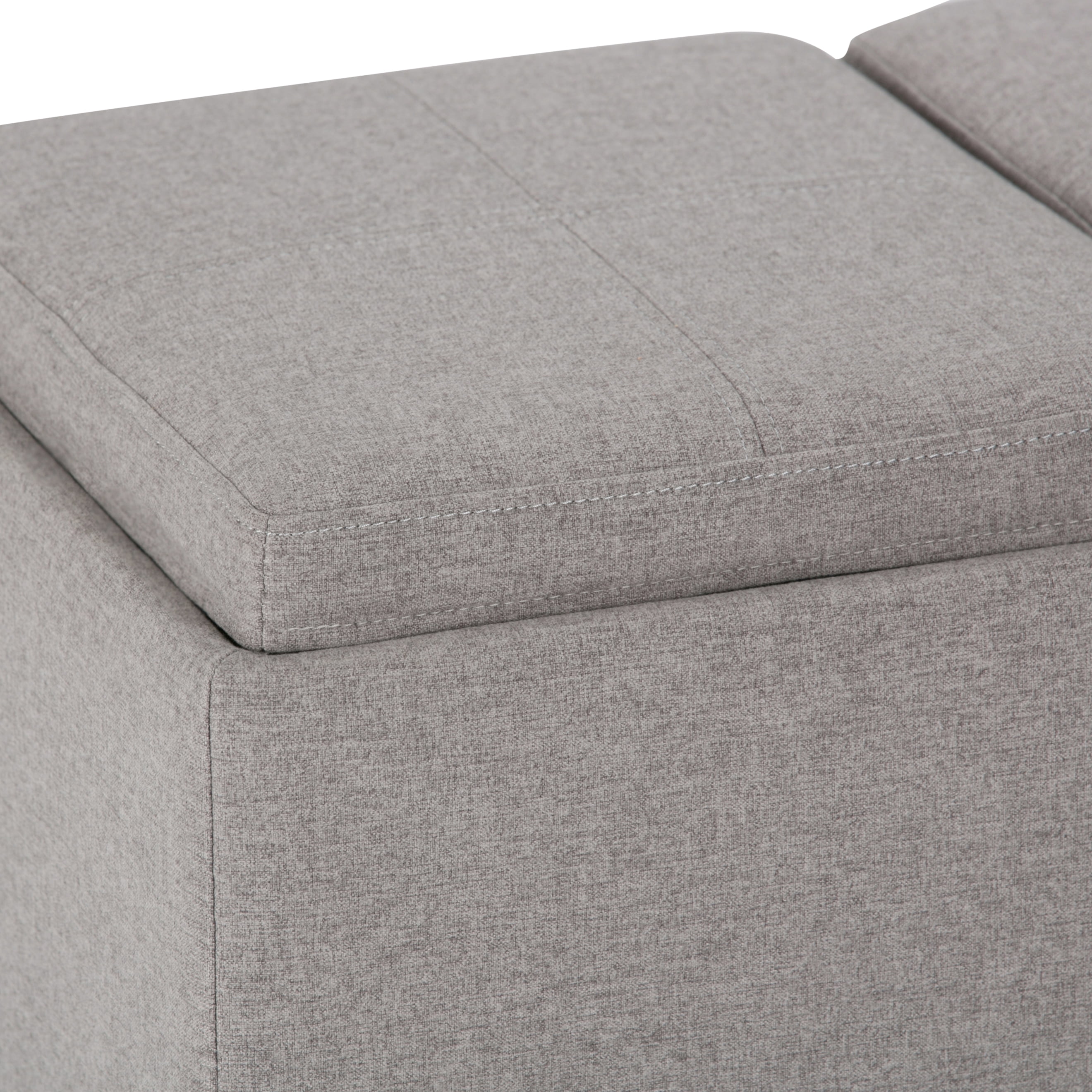 Avalon 42 inch Wide Contemporary Storage Ottoman in Cloud Grey Linen Look Fabric
