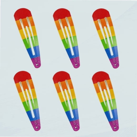 6 Rainbow Pride Snap Clips, Pride Rainbow Hair Accessories, No Slip Metal Hair Clips, Hair Barrettes for PRIDE Month Parades , Party Costumes, Carnival and Celebrations