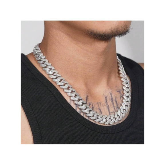 925 Silver With Moissanite Cuban Chain