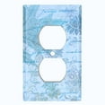 thumbnail image 2 of Metal Light Switch Plate Outlet Cover (Blue Leaf Letter Damask LET007), 2 of 13
