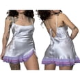 thumbnail image 3 of Robe de Nuit Sans Manches Tie-up Dos Contraste Couleur Ourlet Mini Robe, 3 of 3