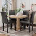 thumbnail image 3 of Vineego 4-Piece Dining Chairs,Side PU Cushion Chairs with Waterproof Surface and Wood Legs,Black, 3 of 7
