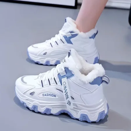 

Women‘s Casual Sneakers High Top Shoes Lace-up Plush Lined Chunky Shoes