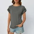 thumbnail image 4 of WCMZJ Womens Tshirts Short Sleeve Casual Summer Tops 2025 Ruffle Crewneck Trendy Fashion Dressy Cute Work Outfits Gray XL, 4 of 8