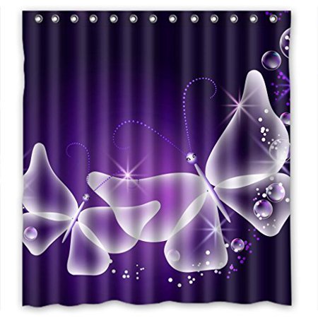 Greendecor Purple Butterfly Angel Star Shining Waterproof Shower