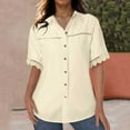 thumbnail image 2 of Women's Fashion V Neck Button Down Casual T-Shirt Loose Fit Soft Comfortable Blouse Top for Everyday Wear, 2 of 2