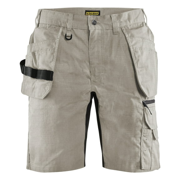 Blaklader 1637 Stretch Rip Stop Work Shorts with Utility Pockets (Stone, 36)
