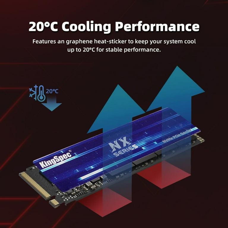 KingSpec NX 512GB Gen3x4 NVMe M.2 SSD -Up to 3500MB/s, 3D NAND