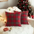 thumbnail image 2 of REGALWOVEN Paquete de 2 fundas de almohada decorativas de cuadros festivos, fundas de cojín cuadradas de tartán escocés, grandes cuadros rojos de 18" x 18", 2 of 7