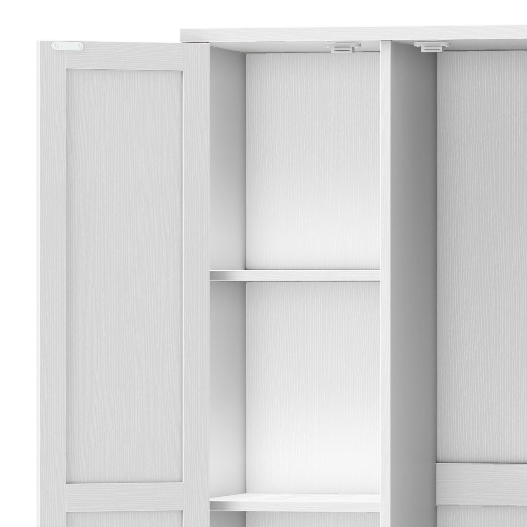 ModFusion Vacuum Storage Cabinet with Hanging Rod, 4.5 ft Tall Wood Utility Cleaning Tool Storage, Farmhouse Doors, Household Cleaner Organizer, Room Closet, White