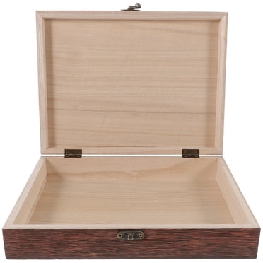 UEETEK 1Pc Rustic Wooden Storage Box Brown Lockable Practical Jewelry Organizer