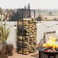 thumbnail image 2 of Outsunny Adjustable Firewood Rack Steel Wood Storage Rack Outdoor Indoor, 2 of 10