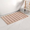 thumbnail image 6 of Unique Bargains Soft Stripe Bathroom Rug Rubber Backing Quick Dry Bath Rug Khaki 20" x 32", 6 of 7