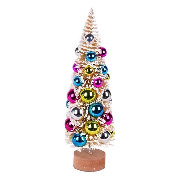 Pemberly Row 12" Gold Tabletop Multi-colored Ornament Artificial Christmas Tree