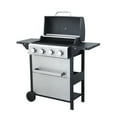 thumbnail image 3 of 4-Burner Propane Gas BBQ Grill with 34200BTU Output, Stainless Steel, Foldable Side Table, Warming Rack, and Hanging Basket for Outdoor Barbecue, 3 of 5