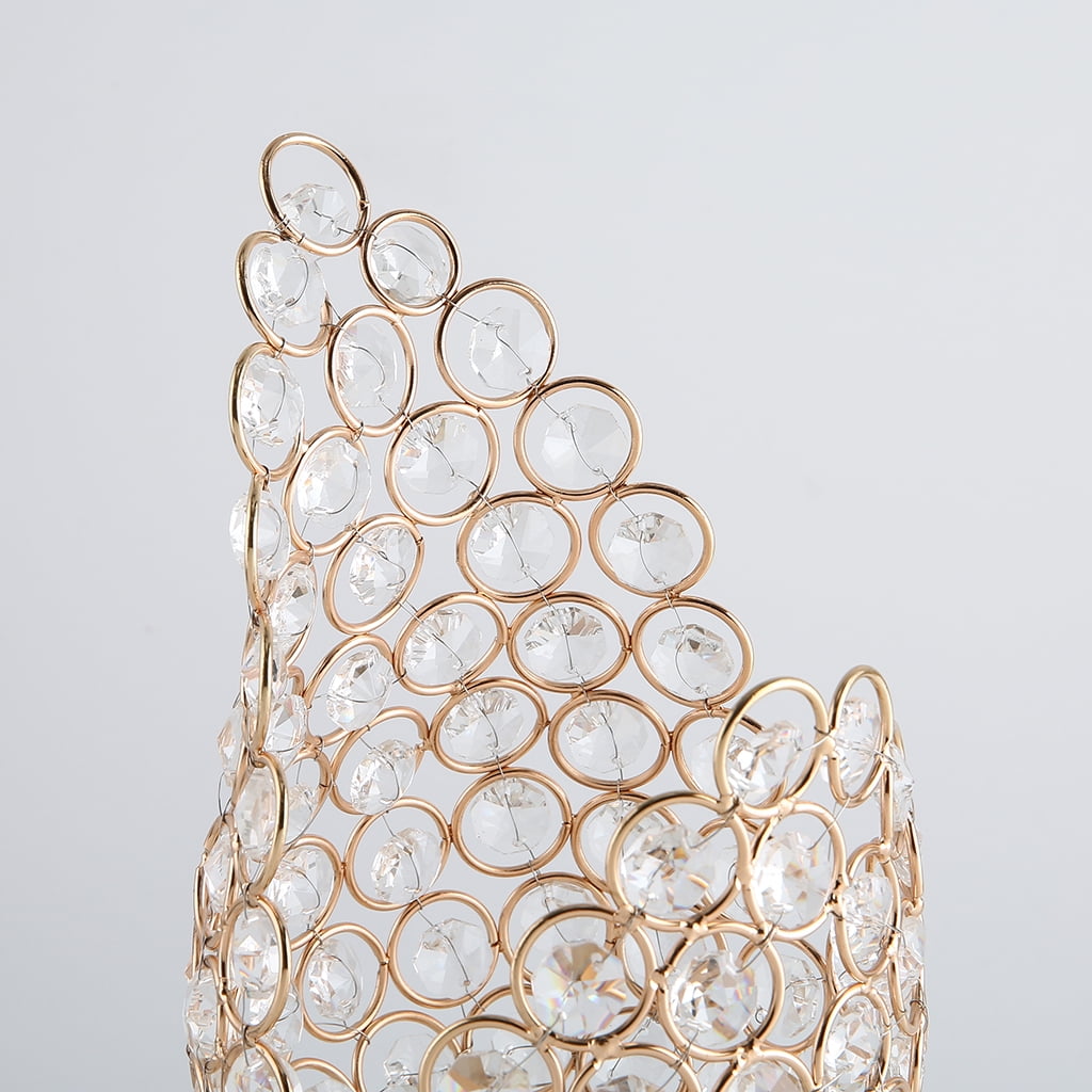 Silver Baoblaze Golden Petal Candle Crystal Glass Candlestick Long Tea Light Stand 12x12x42cm