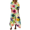 thumbnail image 2 of Blmnix Mumu Dresses Dress Women Tshirt Dress Popover Under Dress Short Sleeve Tea-Length V-Neck with Pockets Womens Spring Dresses,XXL, 2 of 5