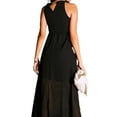 thumbnail image 2 of Lovito Black Plain Halter Pleated A-Line Glamorous Dress, 2 of 5