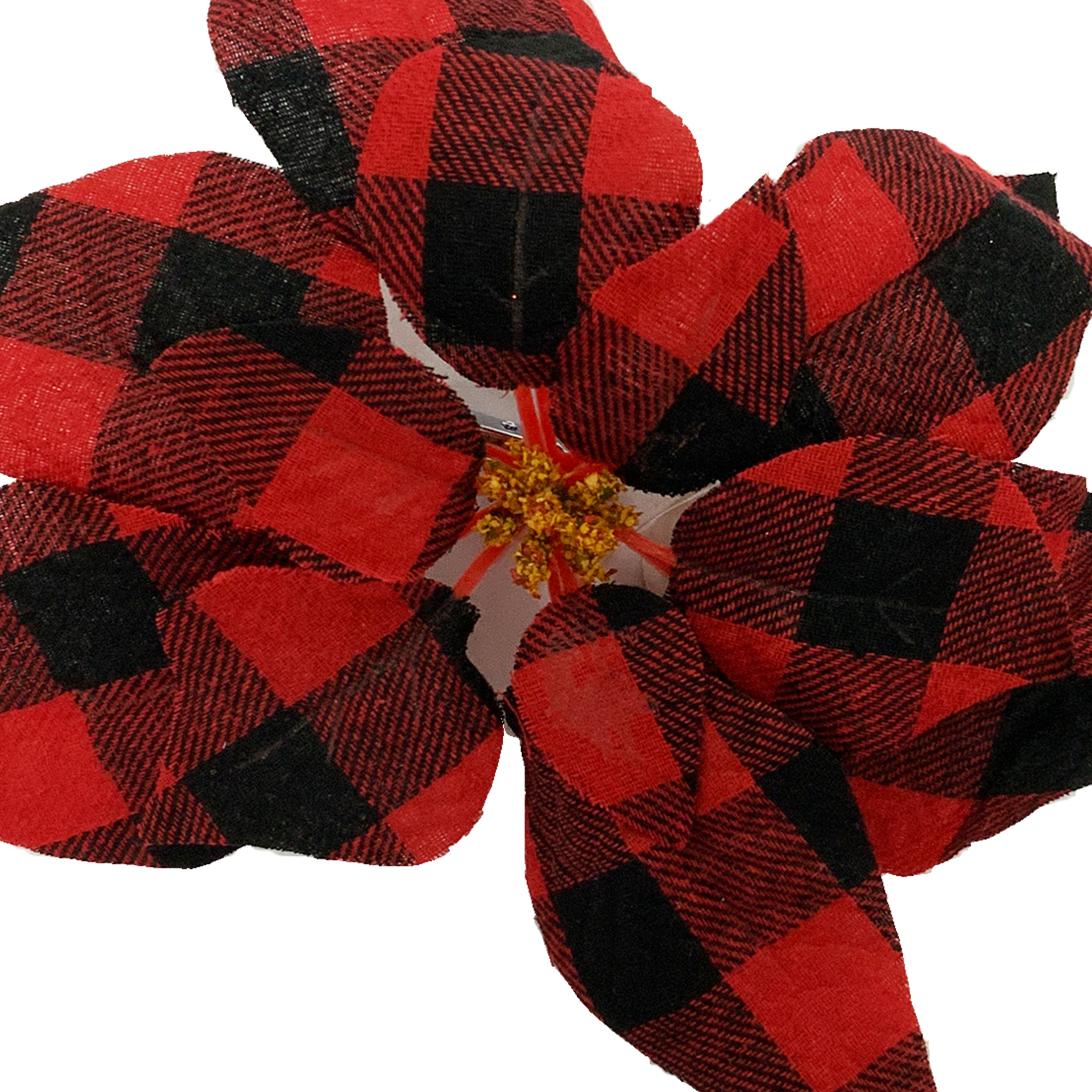 Holiday Time Dotcom 12 Pack Red and Black Check Poinsettia Clips - image 5 of 8