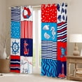 thumbnail image 2 of Feelyou Ocean Anchor Rudder Blackout Curtains Set of 2 (52x84 Each), Stripes Geometric Window Curtains, Cartoon Patchwork Plaid Curtains and Drapes, Blackout Curtains Bedroom Decor, 2 of 6