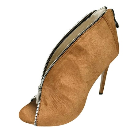 

Aayomet Boots For Women，Women Hiking Boots Zipper High Fashion Heel Pointed Casual Toe Shoes Short Black Cowboy Boots For Women