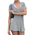 thumbnail image 4 of Women'S Y2k 2 in 1 Short Sleeve Mini Dress Collared Going Out A Line Dresses Gray M, 4 of 9