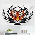 thumbnail image 1 of Tattoo Tapestry, Wild Chinese Tiger with Stripes and Roaring While Its Paws on Rock Pattern, Fabric Wall Hanging Decor for Bedroom Living Room Dorm, 2 Sizes, Brown White, by Ambesonne, 1 of 1