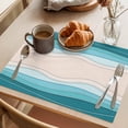 thumbnail image 3 of Blue Stripes Placemats Set of 4 Modern Gradient Abstract Striped Lines Place Mats Indoor Wipeable Table Mats Washable Cloth Dining Table Placemats for Kitchen Holiday Party Home Decor 13x19 Inch, 3 of 9