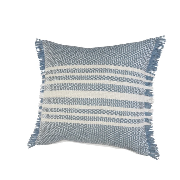 Ox Bay Bailey 24" x 24" Blue/White Striped Polyester Adult Decorative Indoor/Outdoor Throw Pillow