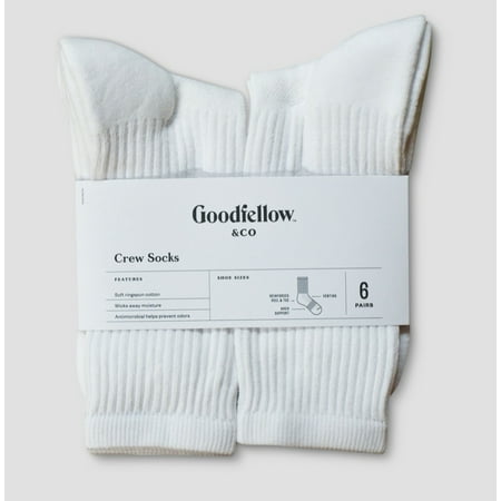 Goodfellow & Co Men s Odor Resistant Socks  White  6-12