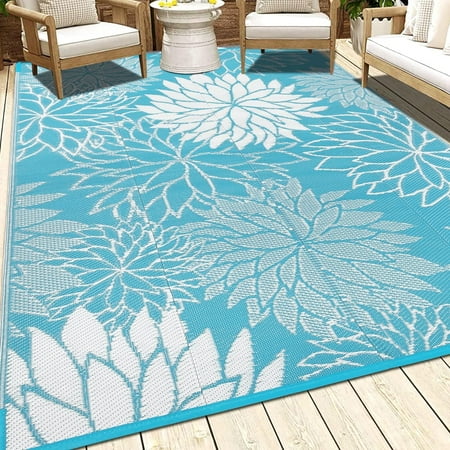Ileading Outdoor Rugs for Patios Clearance 6 x9  Waterproof Patio Mat Plastic Straw Rug Reversible RV Camping Tent Rug Outside Area Rug for RV  Patios Deck  Beach Balcony  Camping