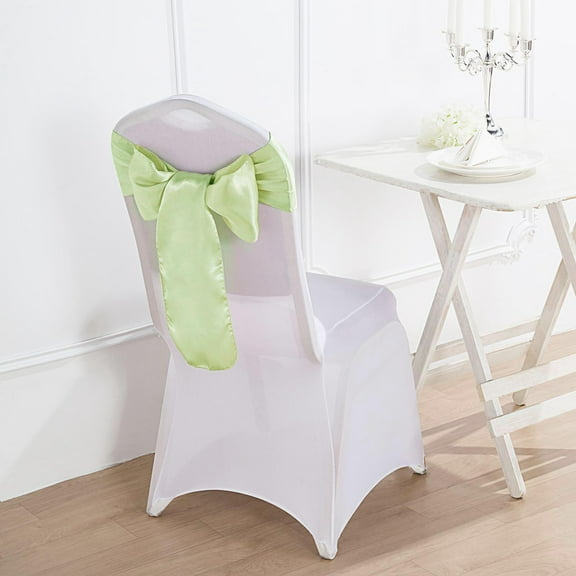 BalsaCircle 100 Apple Green Satin Chair Sashes Bows Ties Wedding Decorations Party Chair Covers Banquet